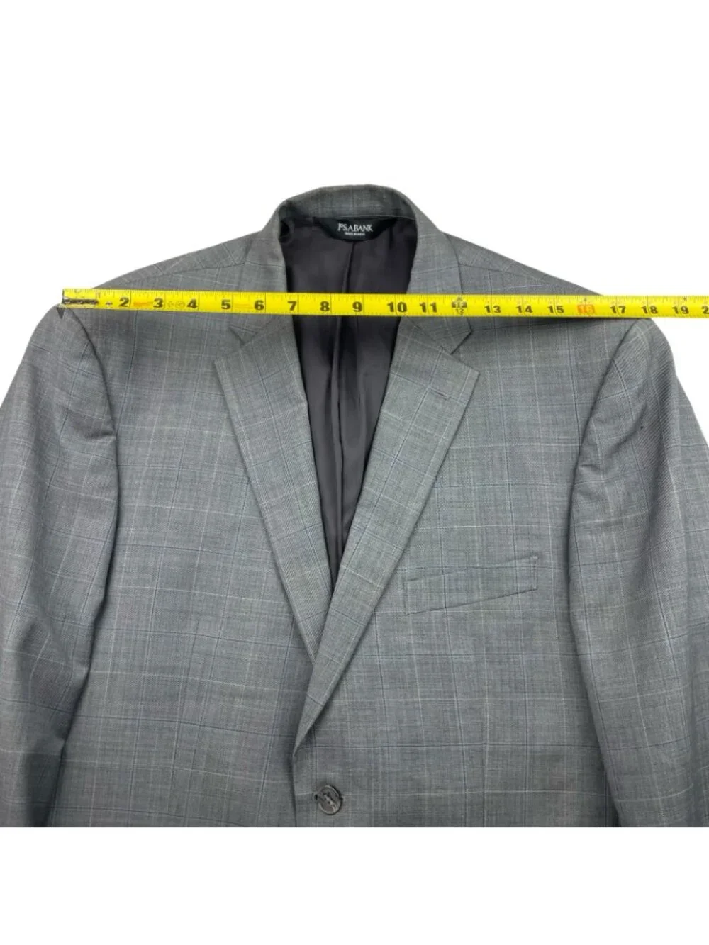 Jos A Bank Men's 100% Wool Tailored Fit 2-Button Blazer Gray/Blue Plaid • 43R